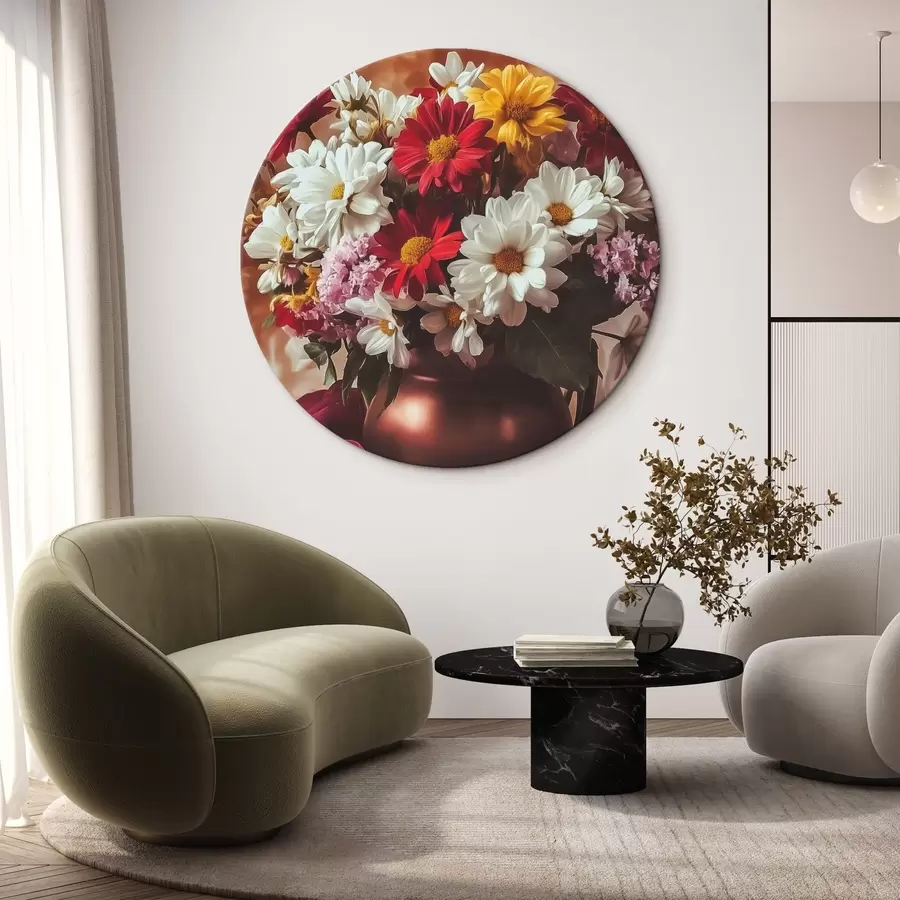 Wandbilder Blumenstrauß in einer Vase auf einem beigen Hintergrund r43910