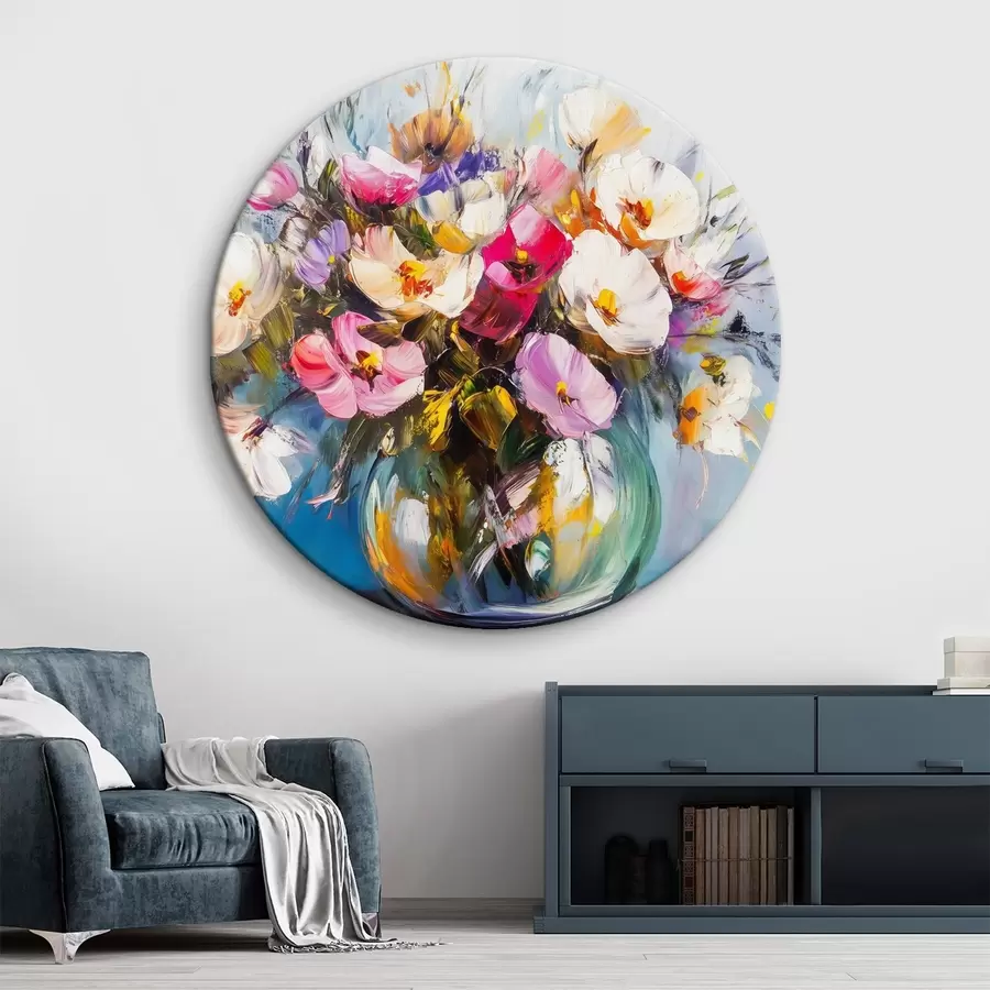 Wandbilder Zarter Blumenstrauß in Ölfarbenstil r43913