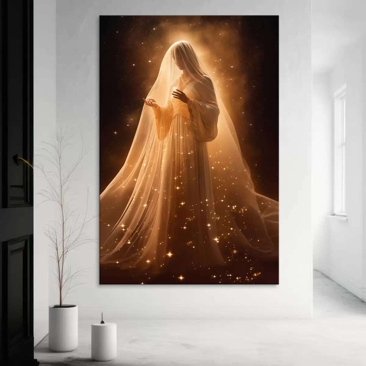Wandbilder Mädchen im Kleid auf dunklem Hintergrund s43470