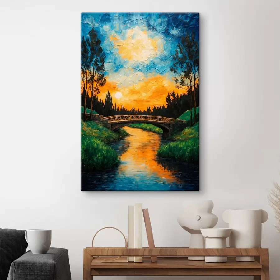 Wandbilder Brücke im Wald in Acrylmalerei Stil s43868