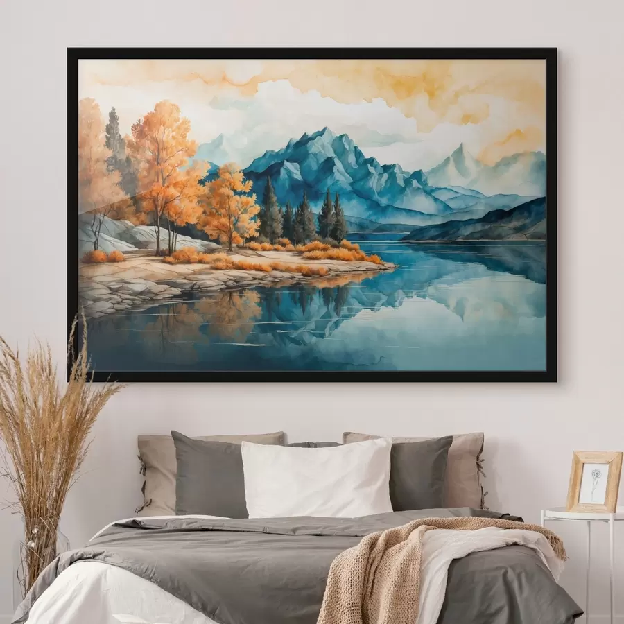 Fototapete Fluss, der in die Berge führt f43450