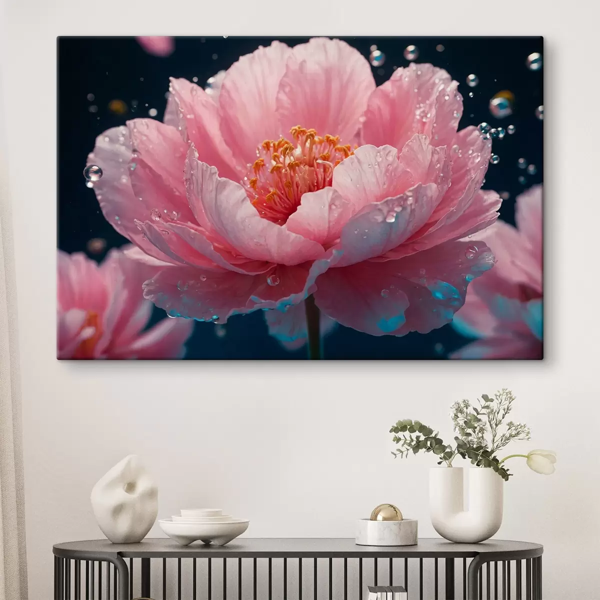 Wandbilder Rosa Blume auf unscharfem Hintergrund s43875