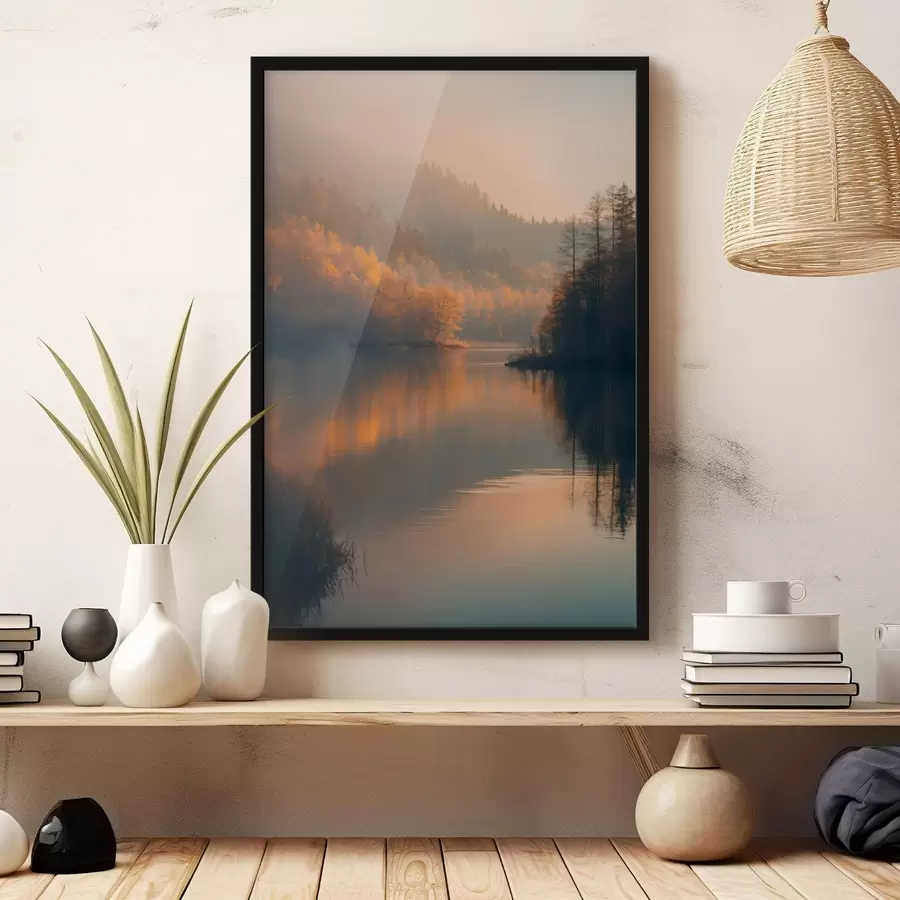 Fototapete Ein See inmitten des Waldes f43464