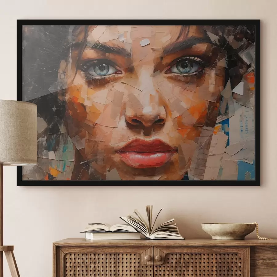 Fototapete Das Gesicht eines Mädchens aus Zeitungen f43467