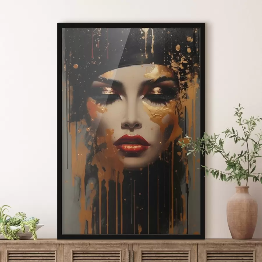 Fototapete Gesicht eines Mädchens mit gelber Farbe f43468