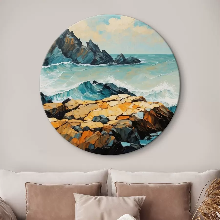 Wandbilder Wellen prallen auf Felsen r43458