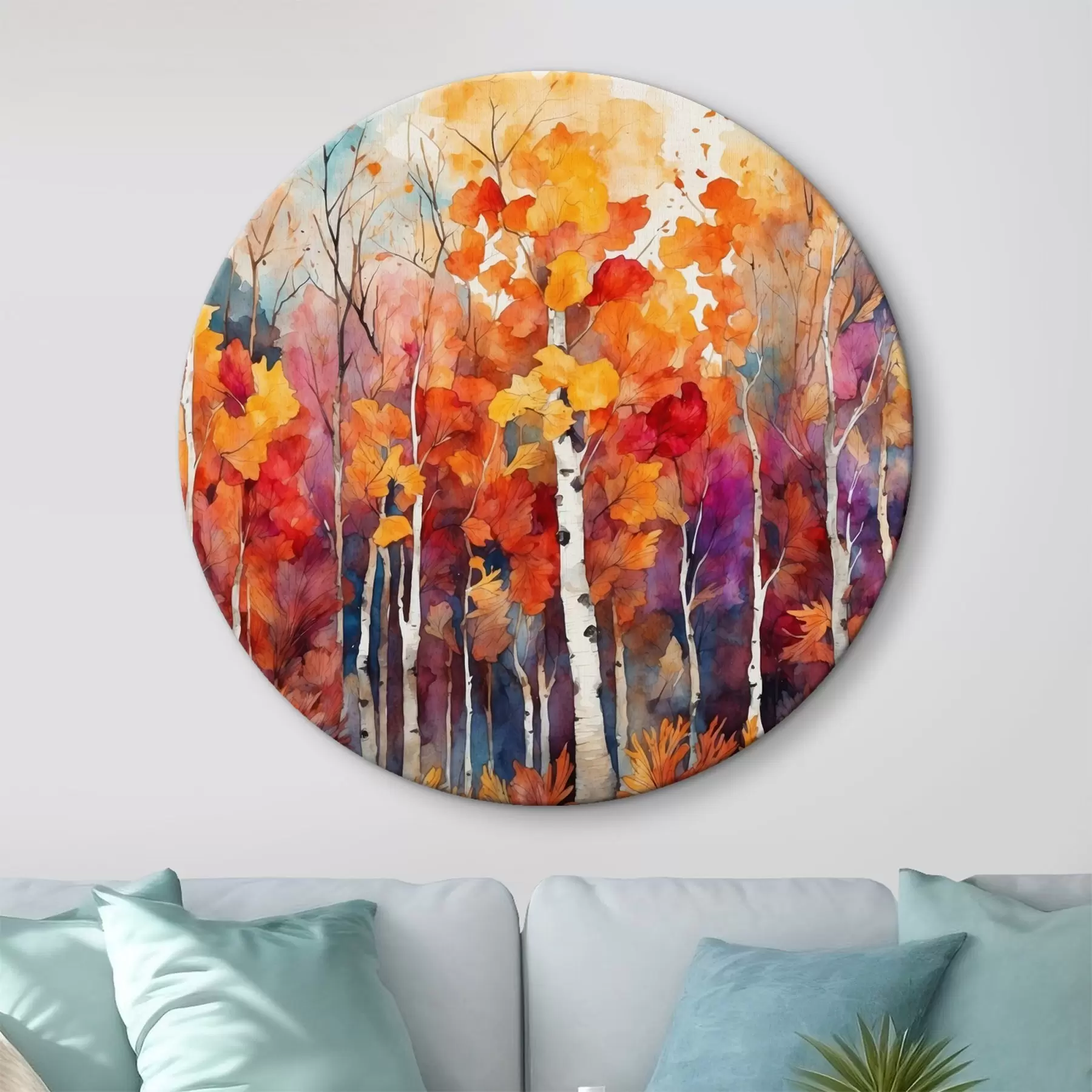 Wandbilder Birkenwald im Stil der Aquarellmalerei r43447