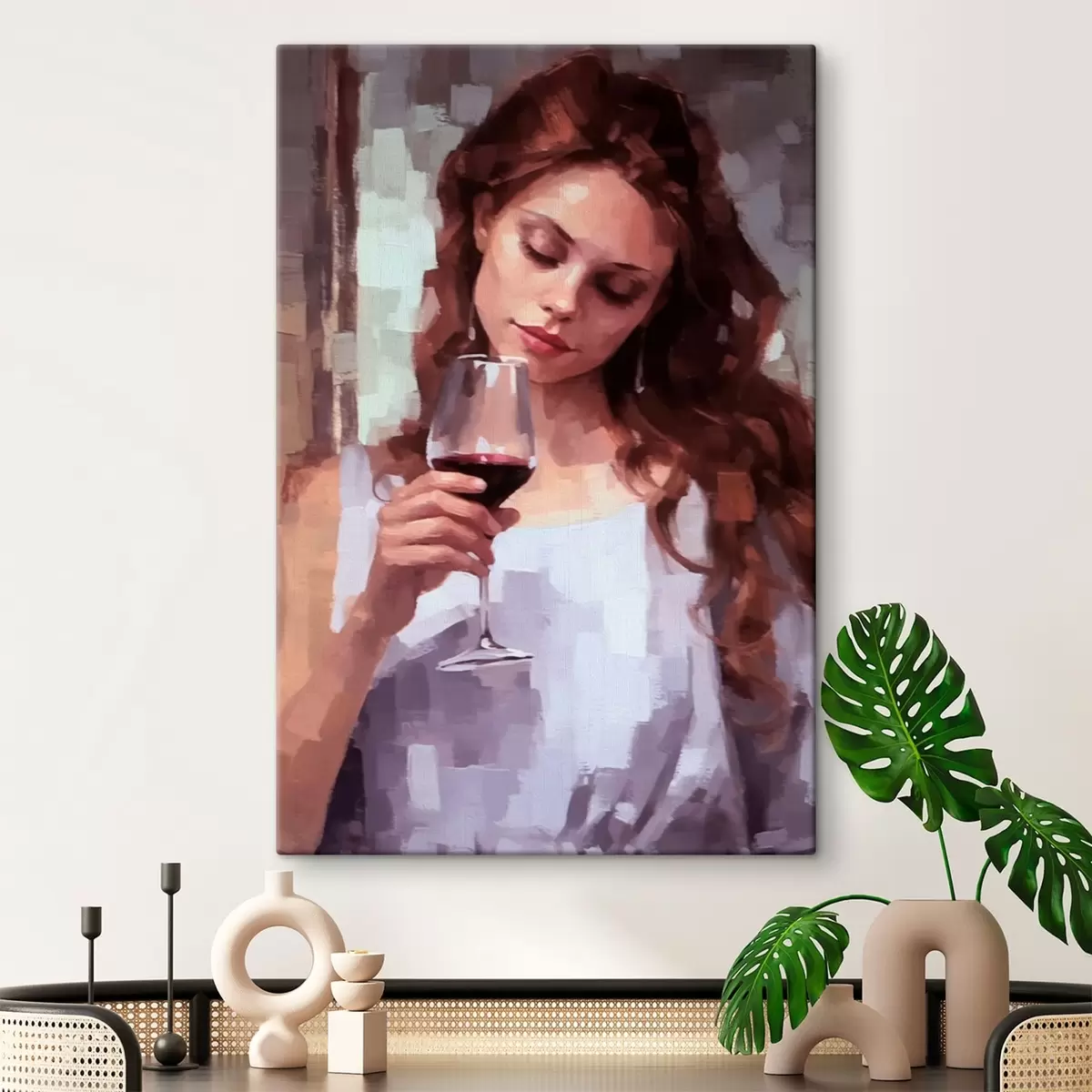 Wandbilder Mädchen mit Wein s43936