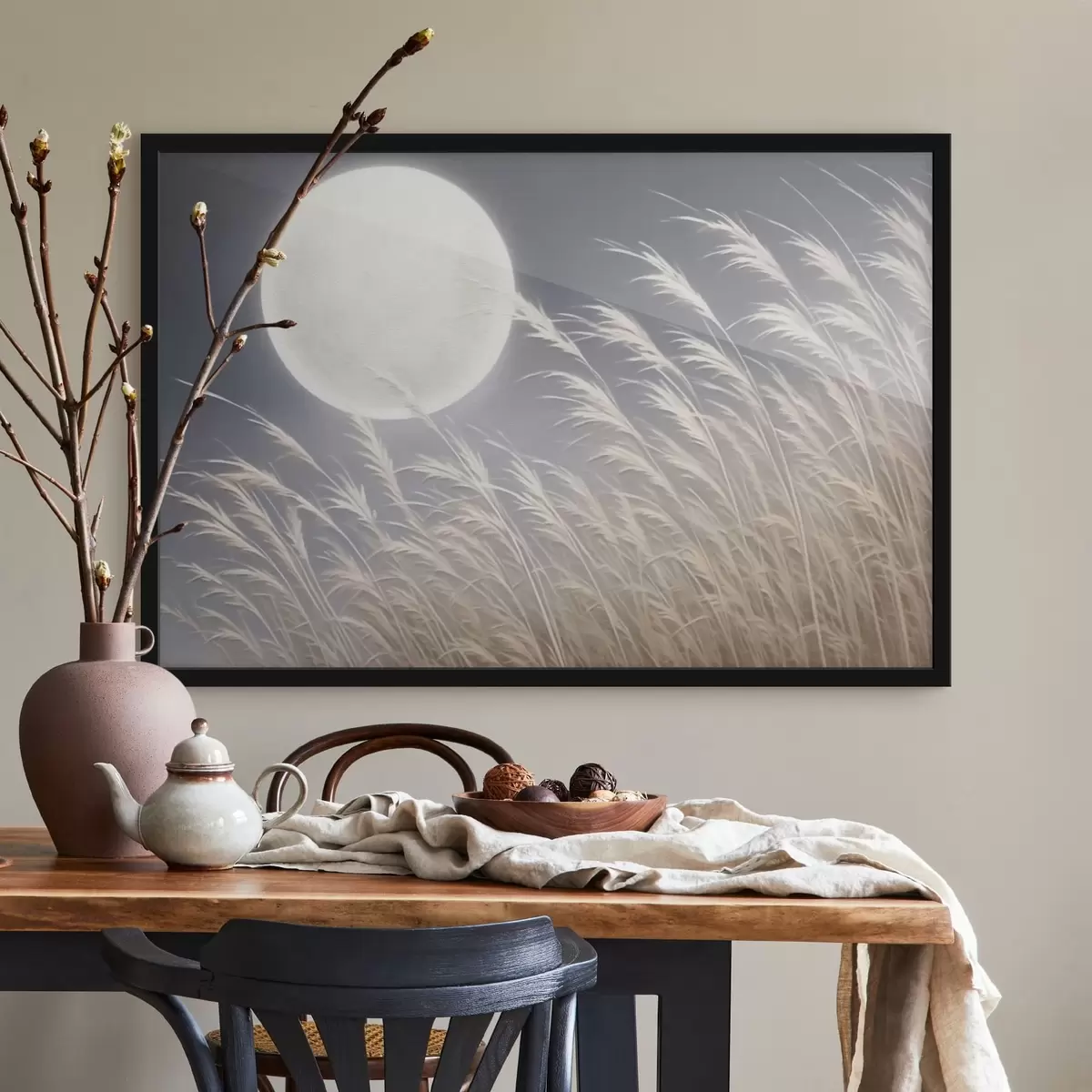 Poster Großer Mond und Pflanzen f43218