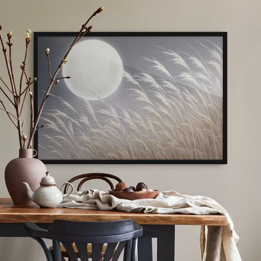 Fototapete Großer Mond und Pflanzen f43218