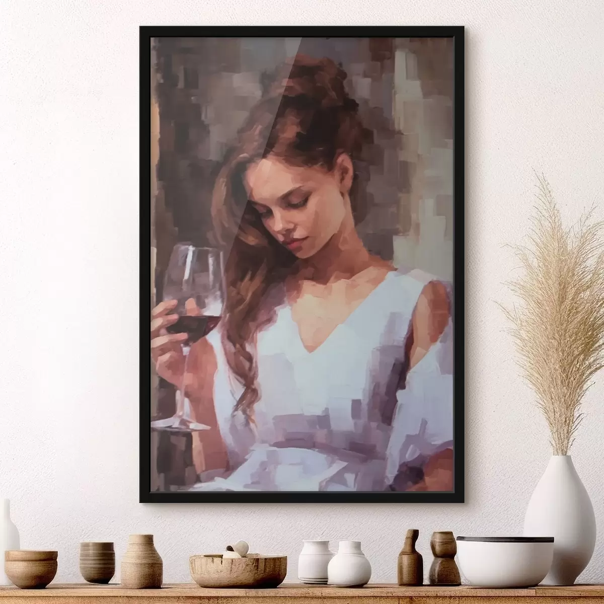 Poster Mädchen mit einem Glas f43939