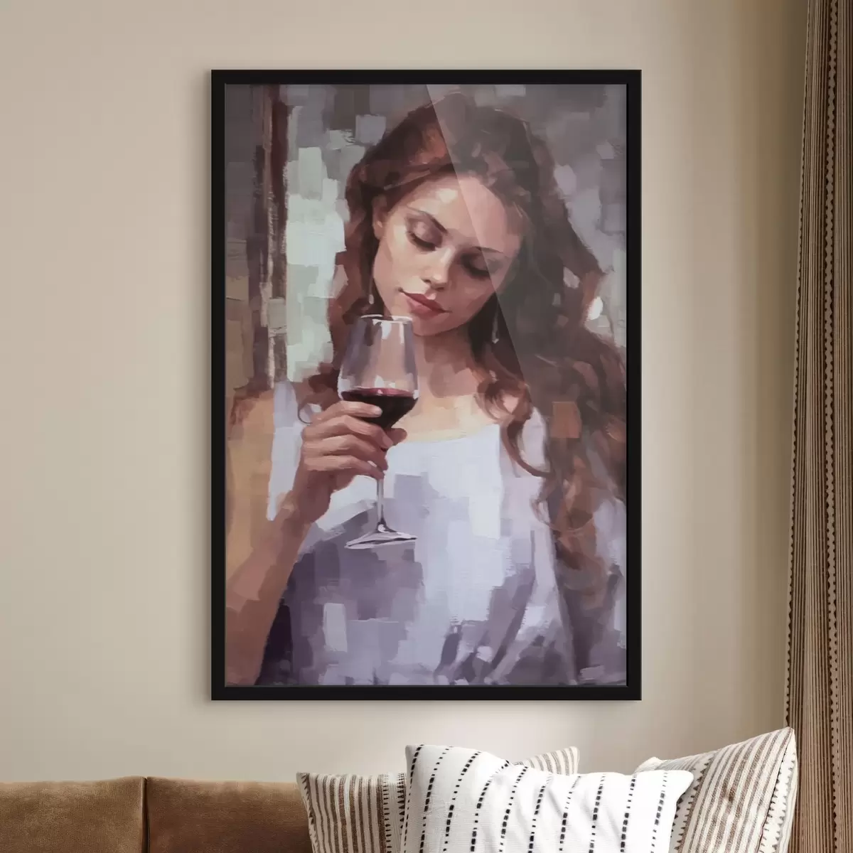 Poster Mädchen mit Wein f43936