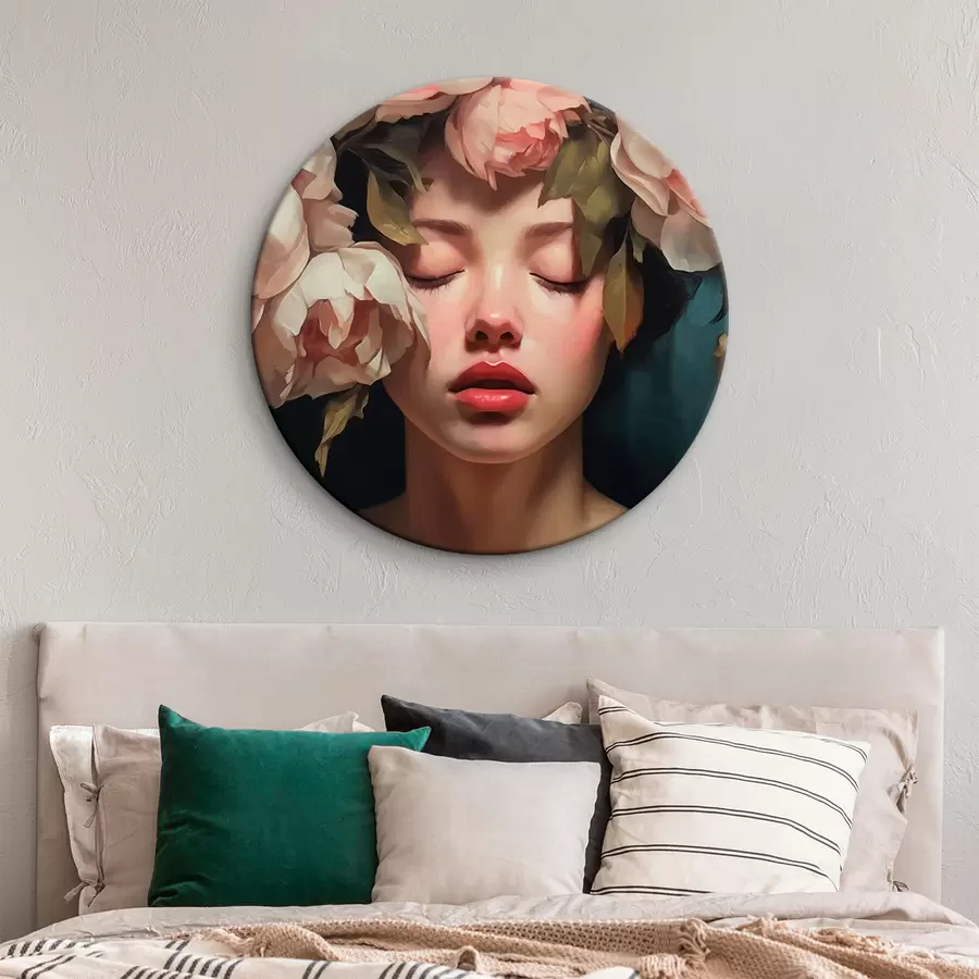 Wandbilder Mädchen mit Blumenkranz r43250