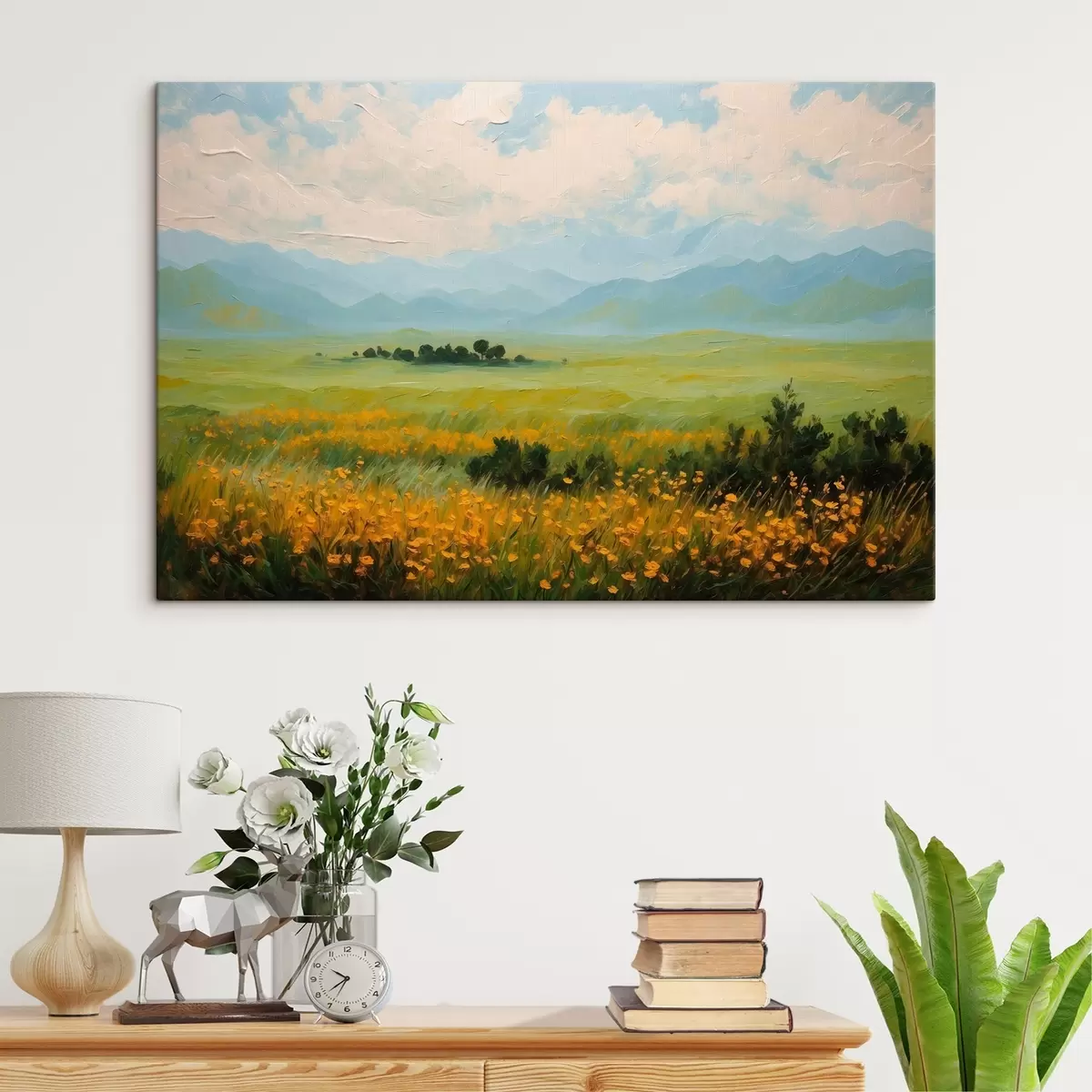 Wandbilder Blumenfeld im Stil der Ölmalerei s43451