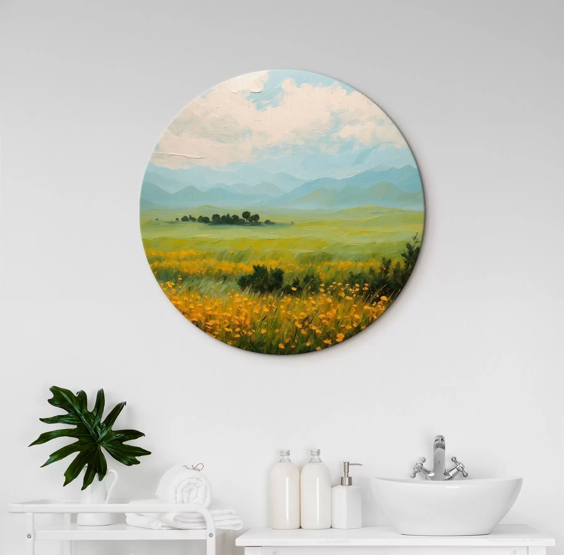 Fototapete Blumenfeld im Stil der Ölmalerei r43451