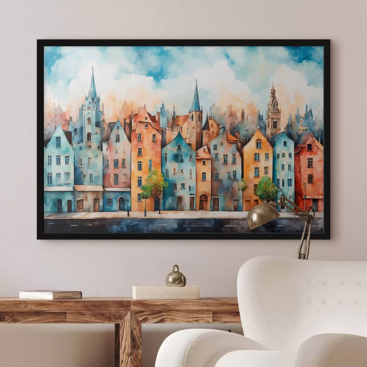 Poster Europäische Stadt im Stil Aquarellmalerei f43441