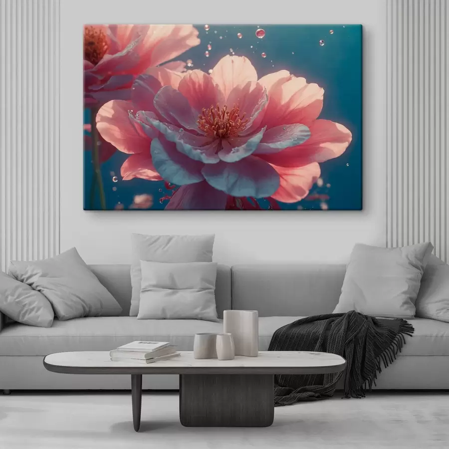 Wandbilder Rosa Blume unter Wasser s43874