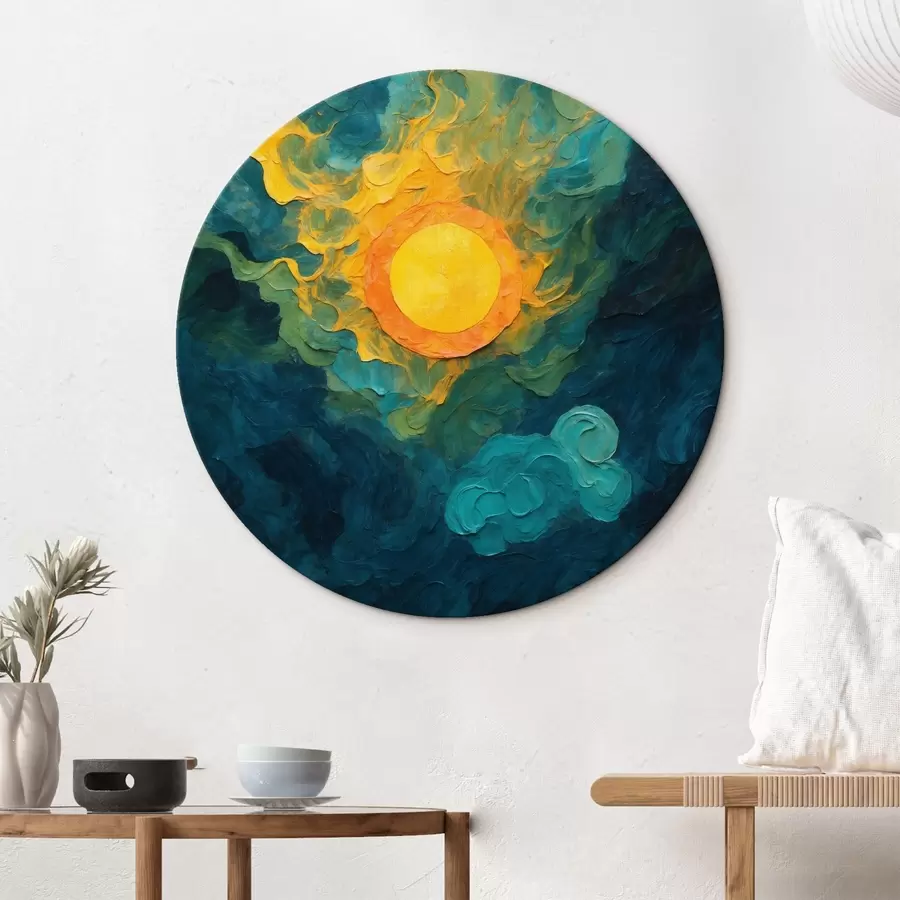 Wandbilder Sonne auf dunklem Hintergrund im Stil der Ölmalerei r43459