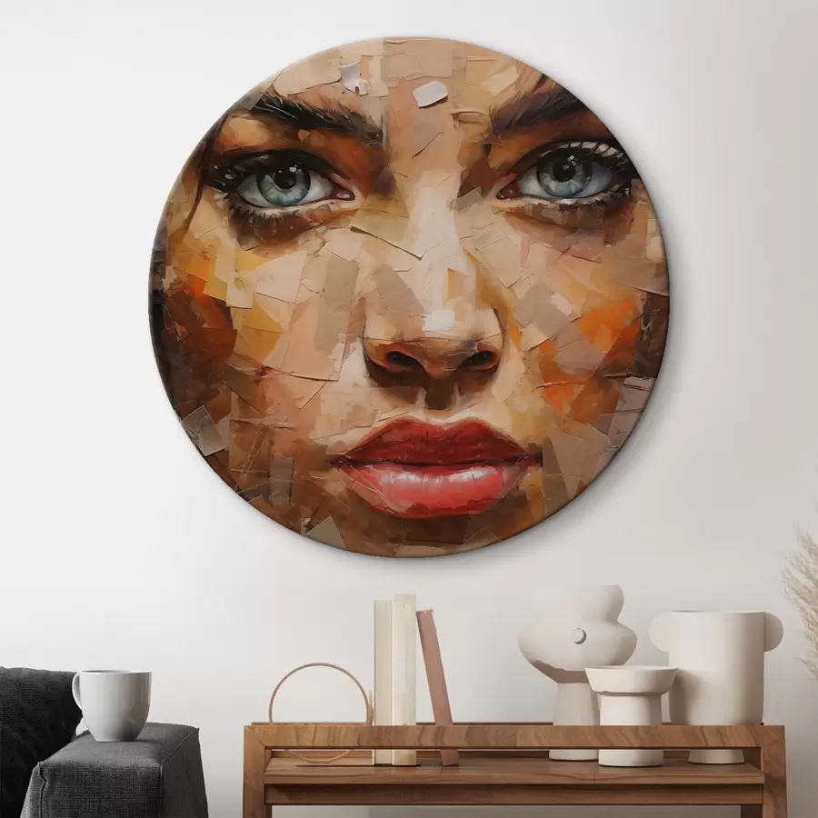 Wandbilder Das Gesicht eines Mädchens aus Zeitungen r43467