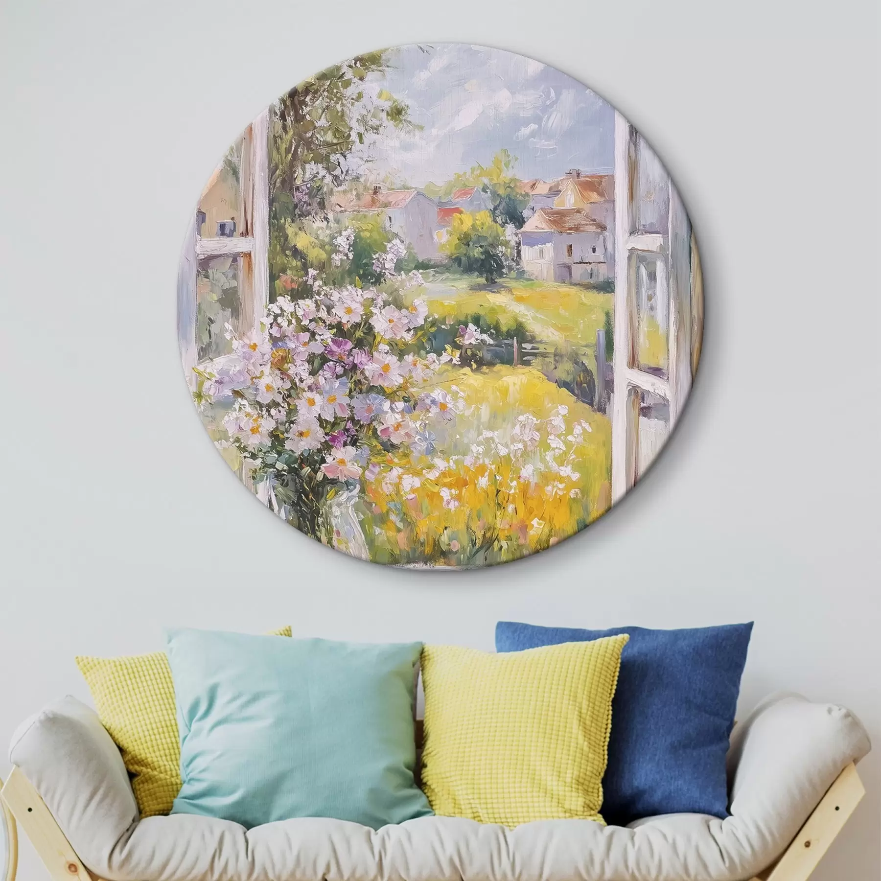 Wandbilder Sommer auf dem Dorf, rustikal, Ölzeichnung, Blumen in Vase r43889