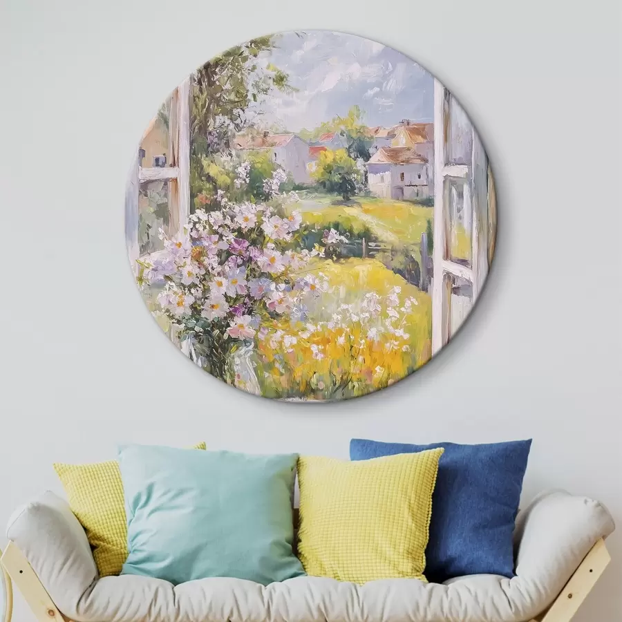 Wandbilder Sommer auf dem Dorf, rustikal, Ölzeichnung, Blumen in Vase r43889