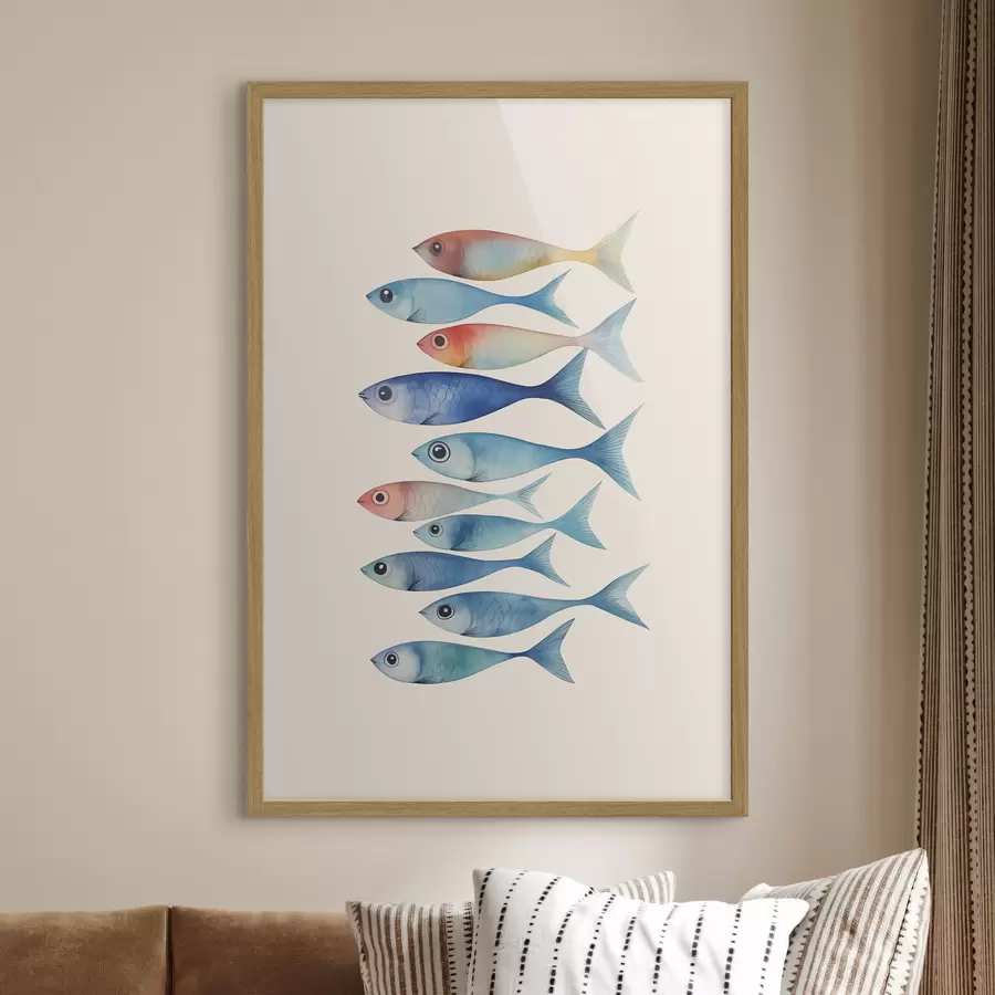 Fototapete Fisch Minimalismus Nachahmung Aquarell f43960