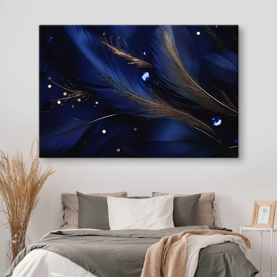 Wandbilder Blaue hyperrealistische Federn s43946