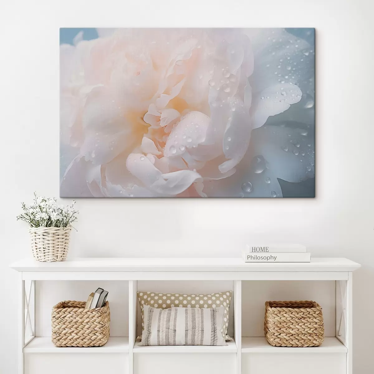 Wandbilder Weiße Blume mit Tau s43953