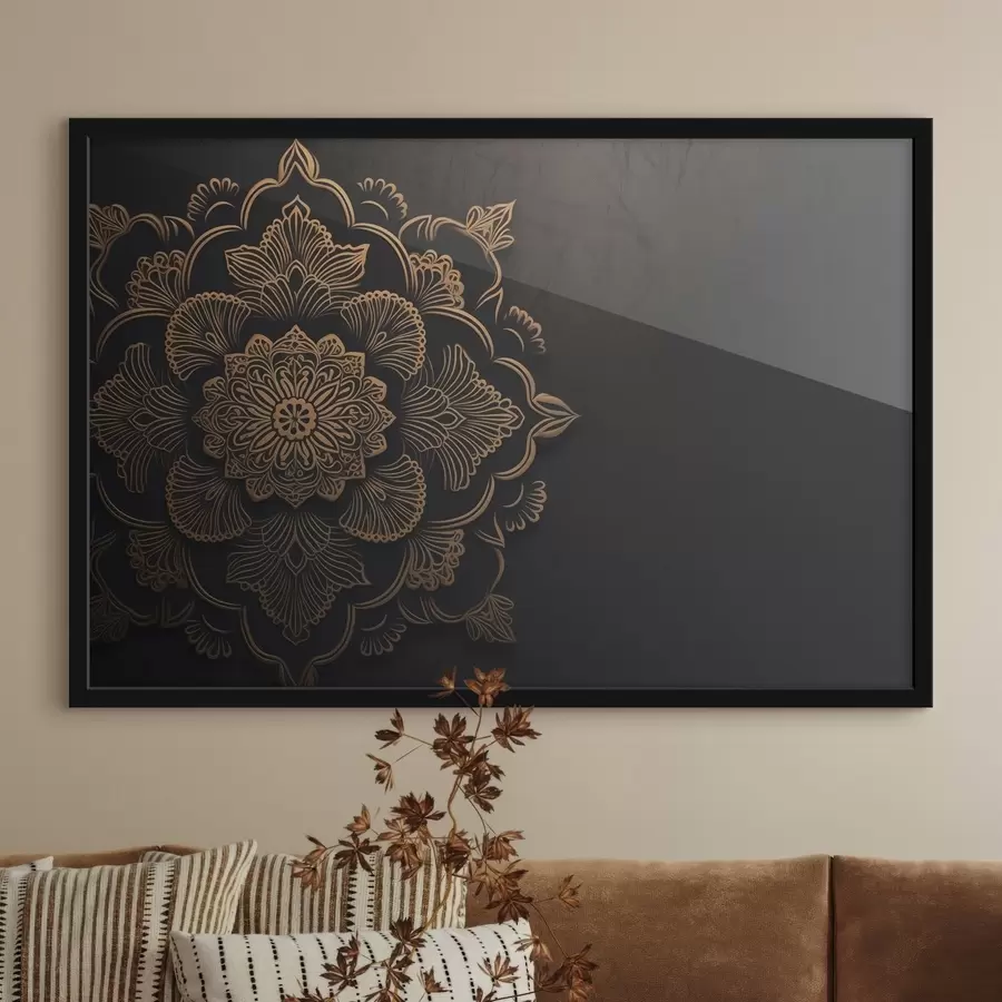 Fototapete Gelbe Muster auf schwarzem Hintergrund f43943