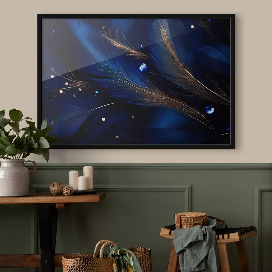 Fototapete Blaue hyperrealistische Federn f43946