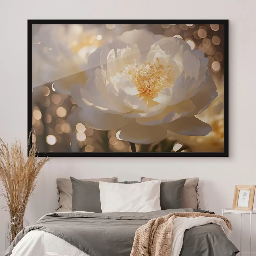 Fototapete Weiße Blume auf unscharfem Hintergrund f43947