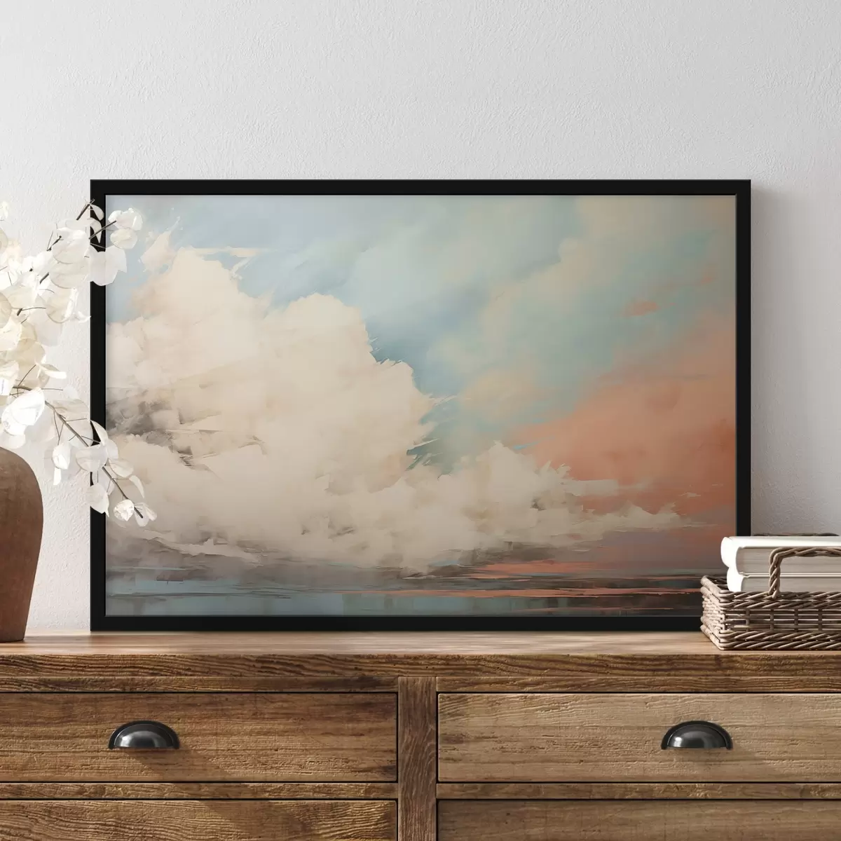 Poster Abstrakte Nebel über dem Meer in Acrylmalerei Stil f43952