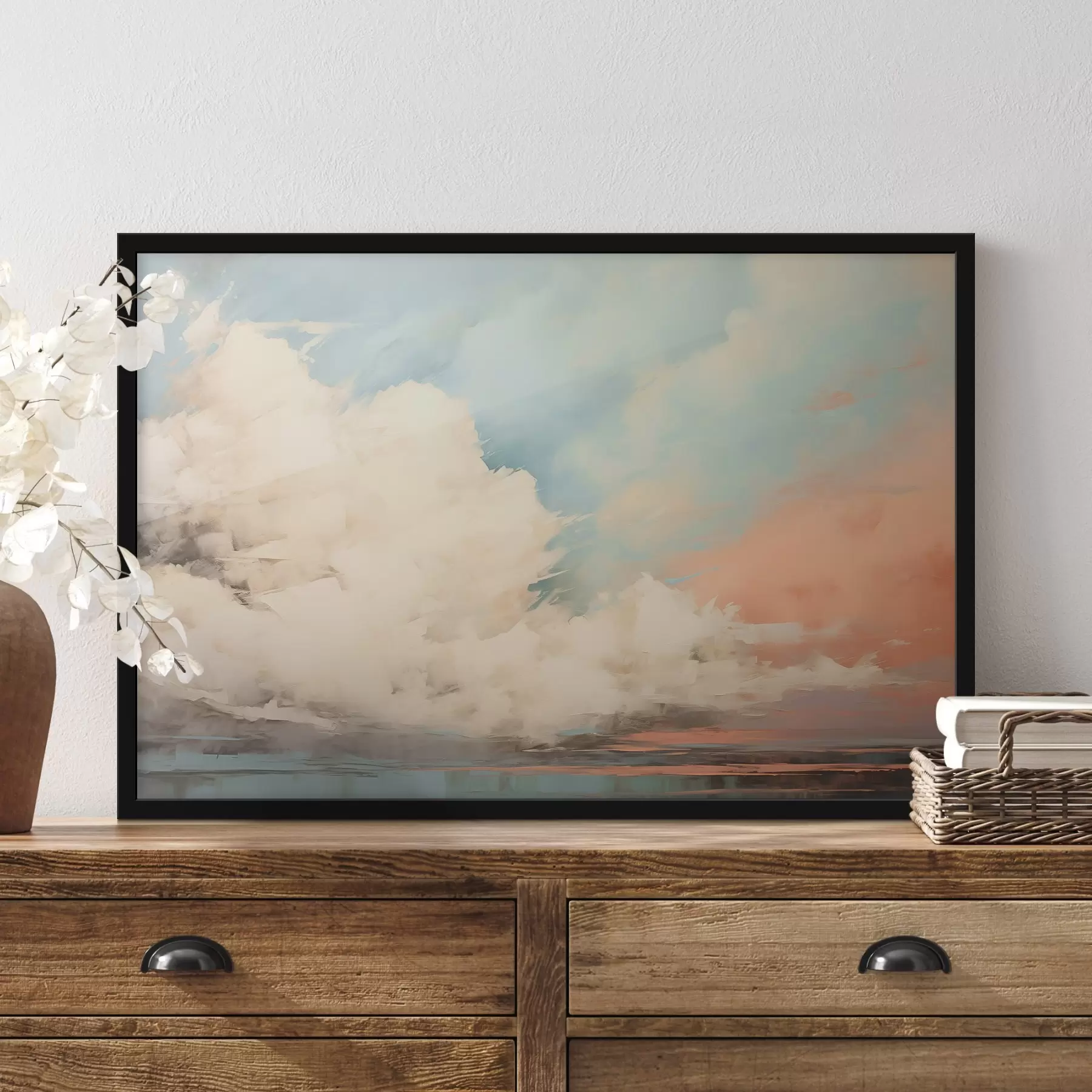 Fototapete Abstrakte Nebel über dem Meer in Acrylmalerei Stil f43952