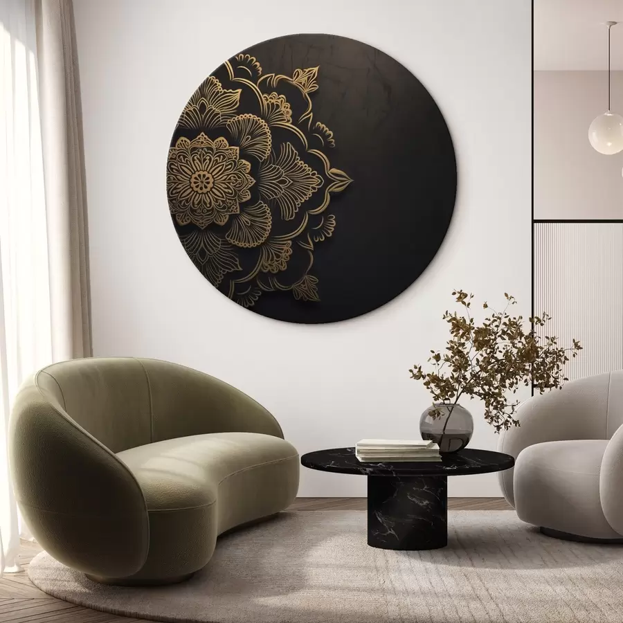 Wandbilder Gelbe Muster auf schwarzem Hintergrund r43943