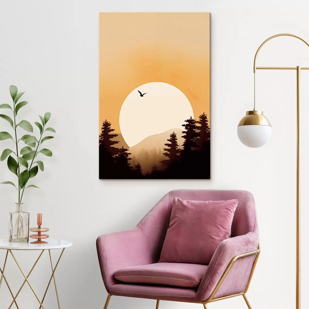 Wandbilder Silhouetten von Tannenbäumen s43980