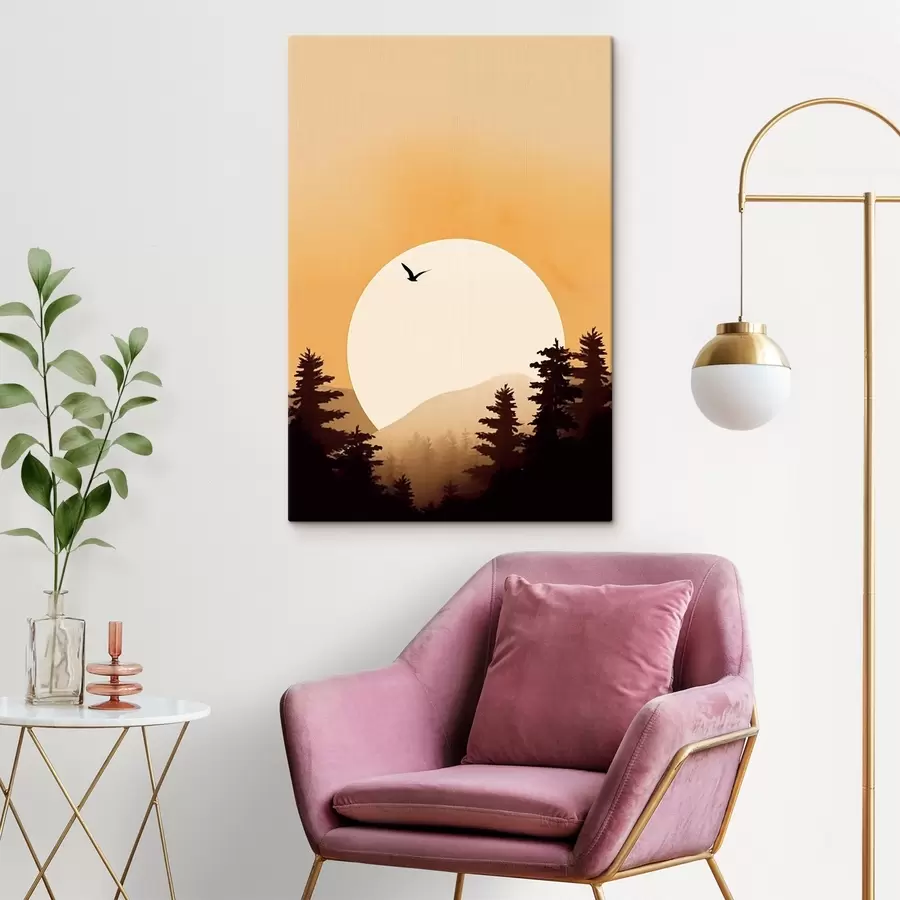 Wandbilder Silhouetten von Tannenbäumen s43980