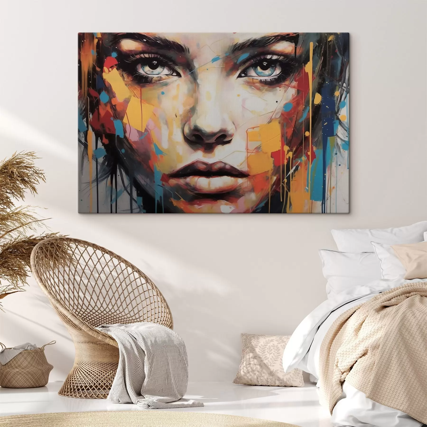 Wandbilder Porträt in farbigen Strichen s43982