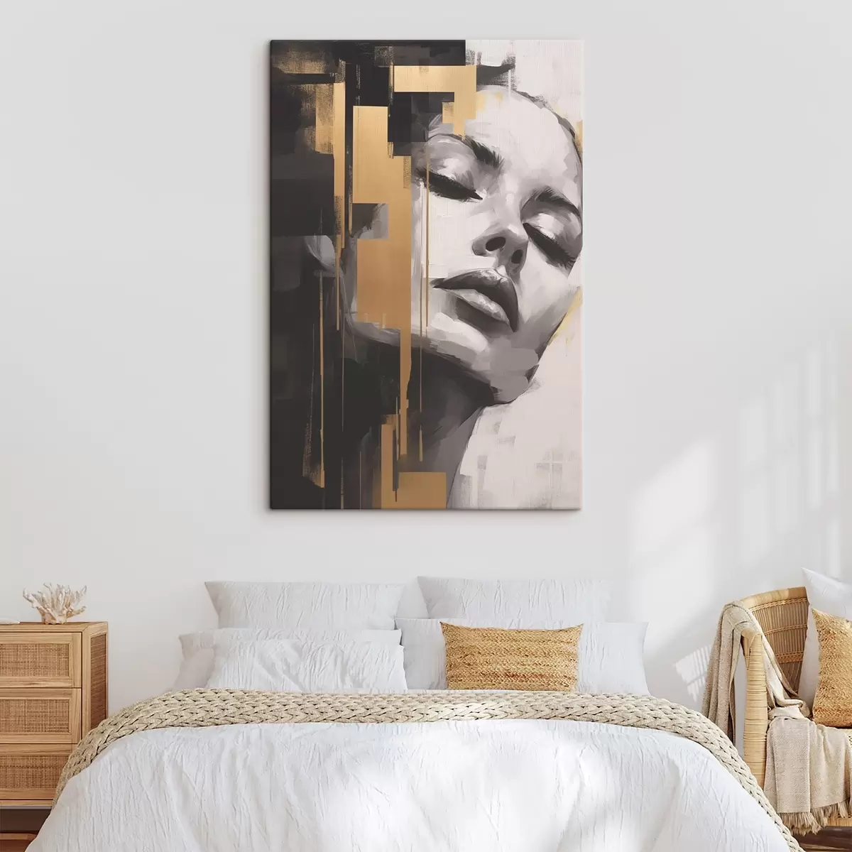 Wandbilder Weibliches Porträt mit geometrischen Akzenten s43989