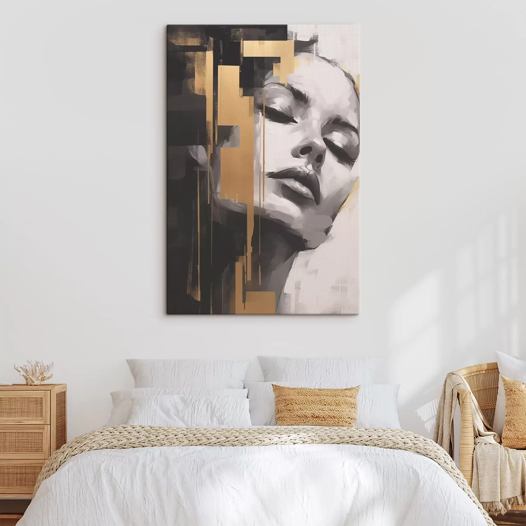 Wandbilder Weibliches Porträt mit geometrischen Akzenten s43989