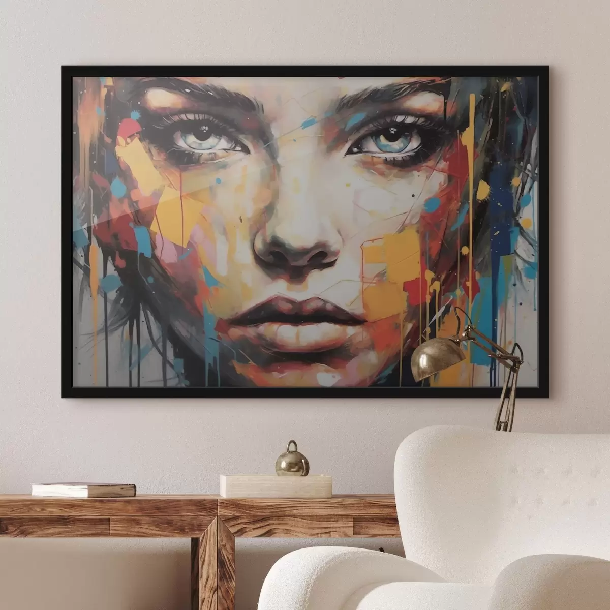 Poster Porträt in farbigen Strichen f43982