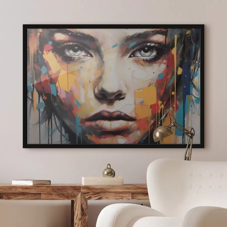 Fototapete Porträt in farbigen Strichen f43982