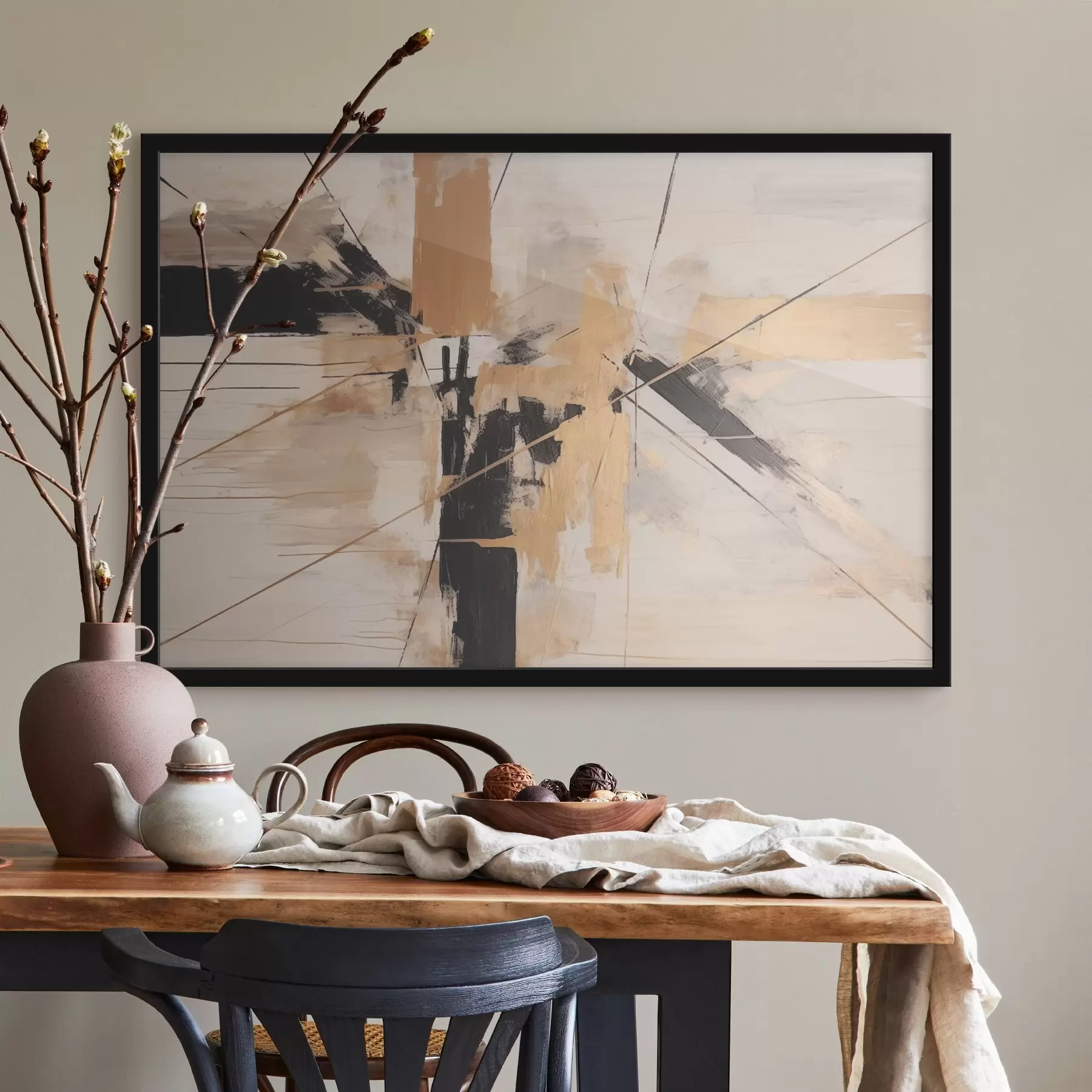 Fototapete Abstrakte Komposition mit gekreuzten Linien f43987