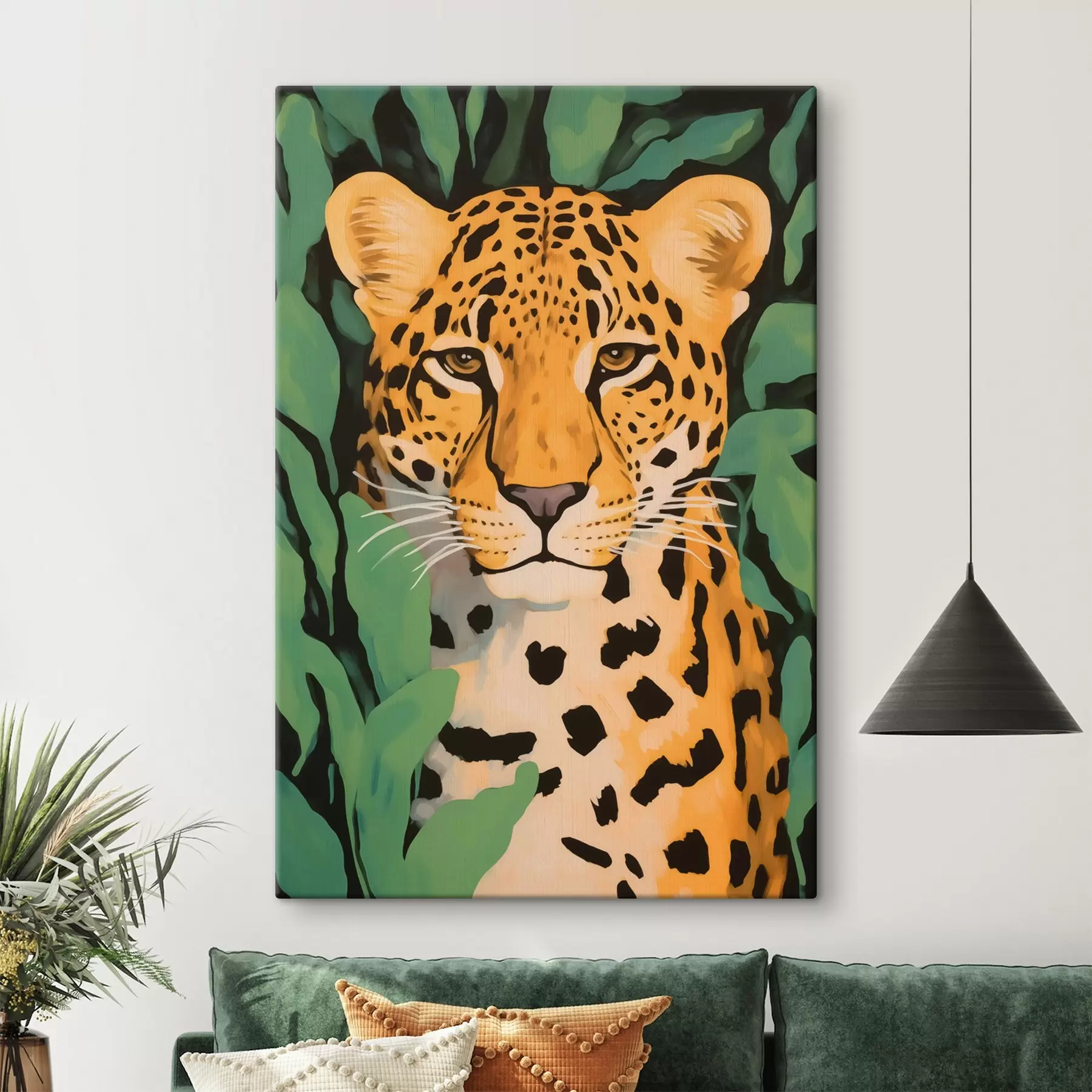 Wandbilder Leopard im Laub s44053
