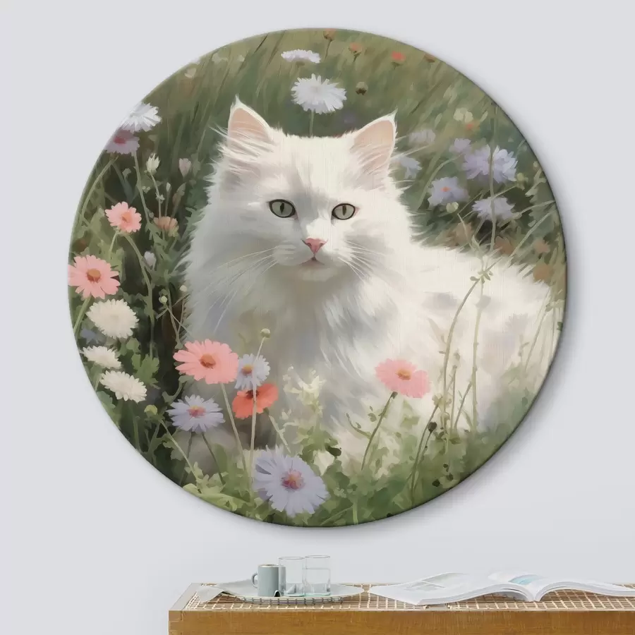 Wandbilder Katze in Blumen r44050