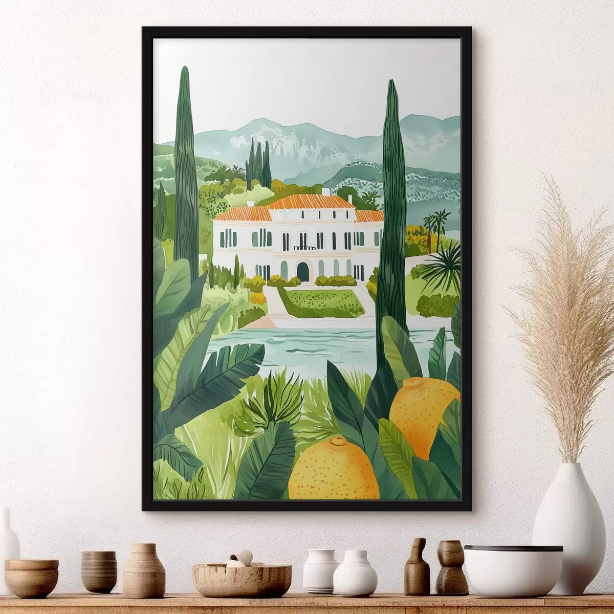 Poster Spanien, Sommerlandschaften, Zitronenbäume, architektonisch, tropisch f44026