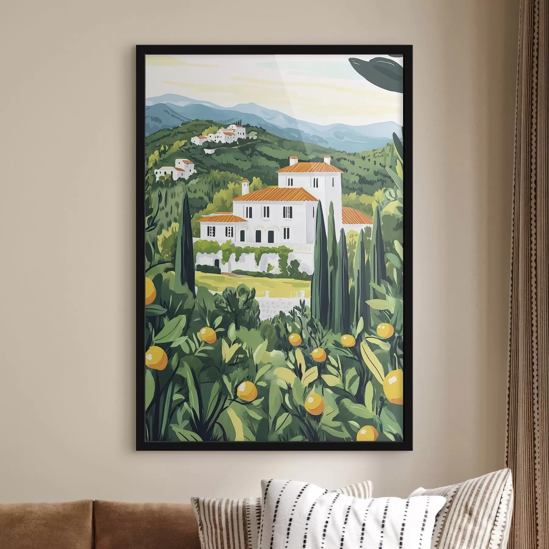 Fototapete Sommer, Natur, mediterran, Zitronenbäume, Architektur f44028