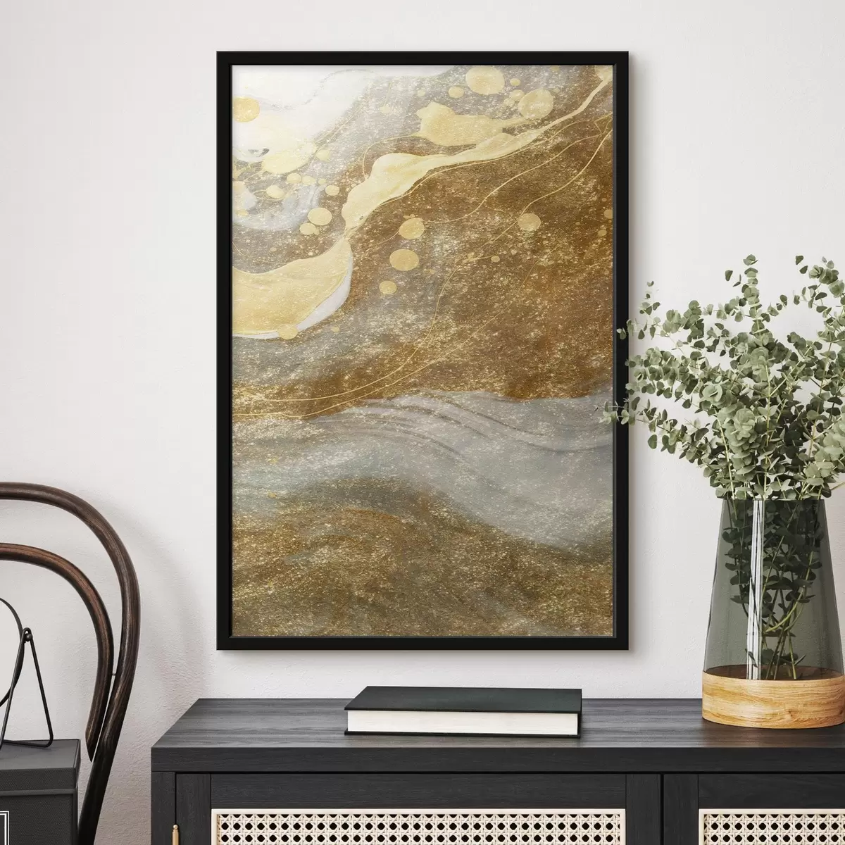 Poster Abstrakte Aquarellwellen f44003