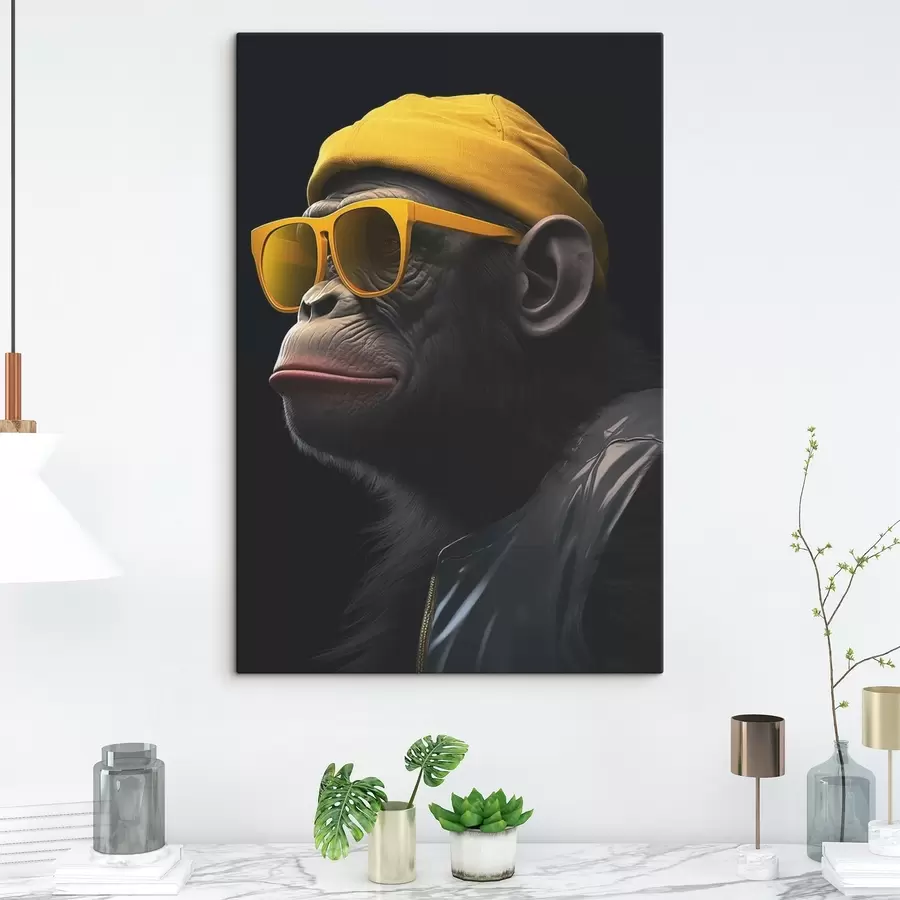 Wandbilder Affe mit Hut s44109