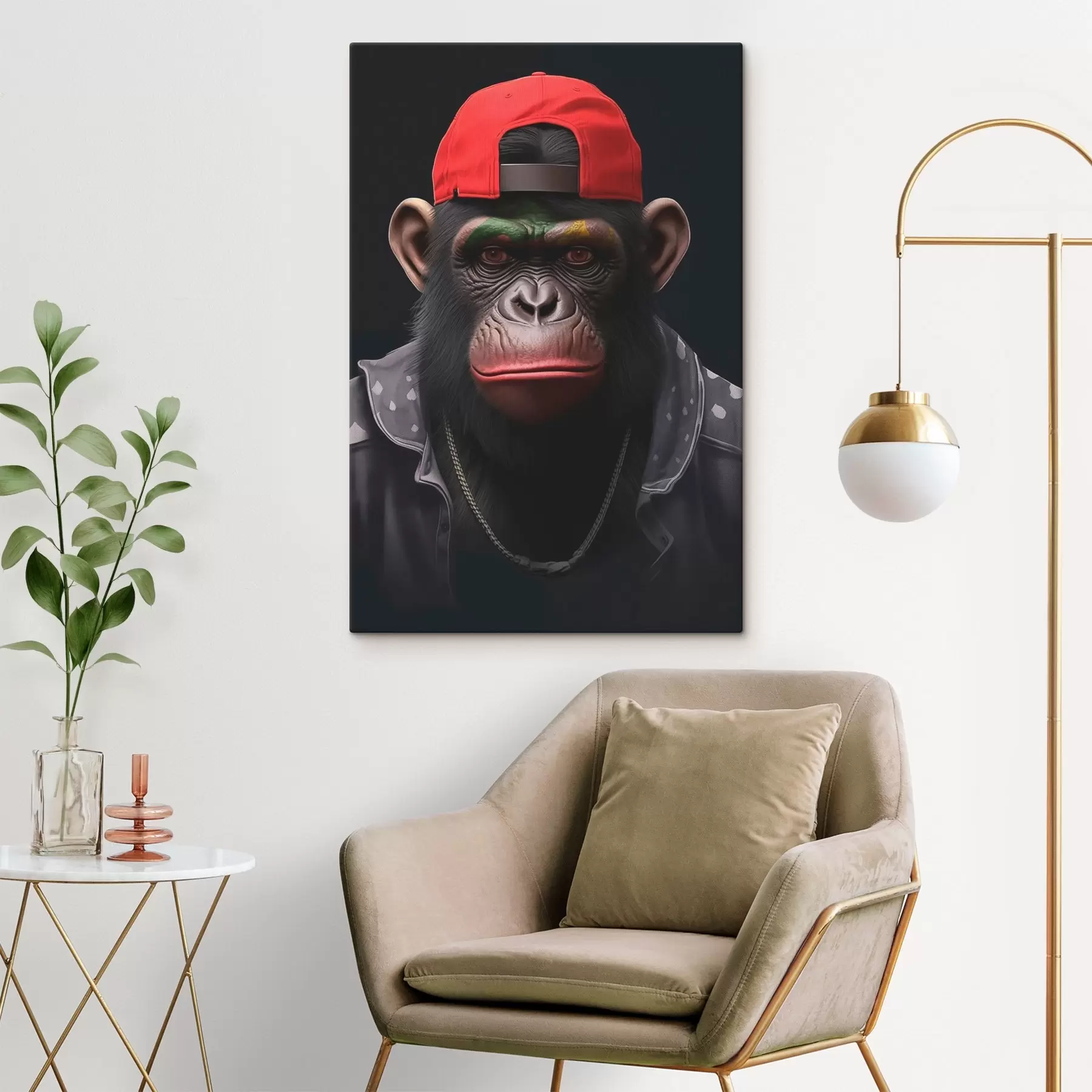 Wandbilder Affe mit Mütze s44110