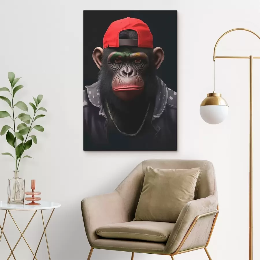Wandbilder Affe mit Mütze s44110